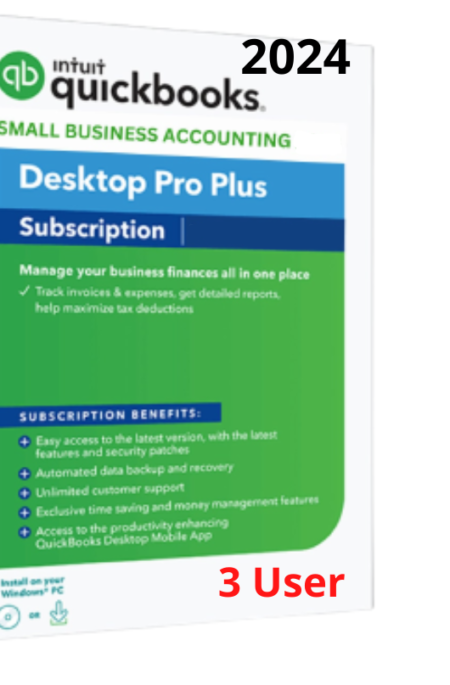 QuickBooks Desktop Pro Plus 2024 - 3 user - 3 year subscription